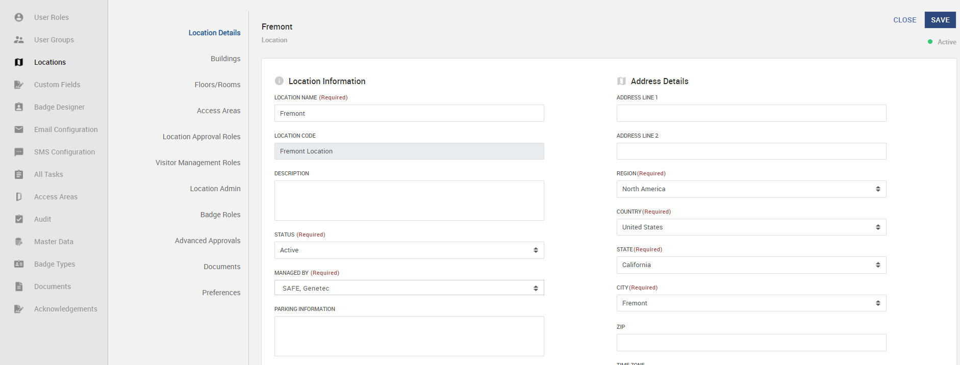 Select the Genetec that manages the location from the Managed By field